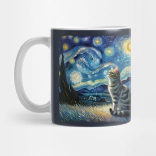 Domestic Long Hair Starry Night Inspired - Artistic Cat Mug